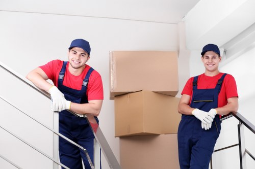 Professional movers handling household items