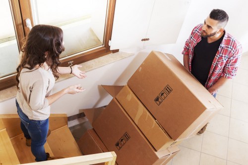 Friendly mover assisting customers during relocation