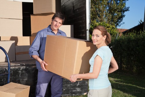 Preparing for the move with packing materials and labeled boxes